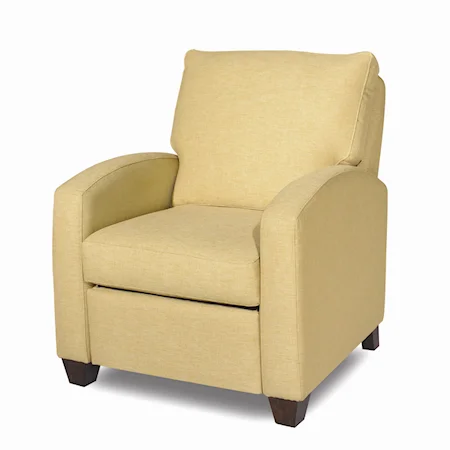 Contemporary Recliner with Arched Track Arms and Wood Feet